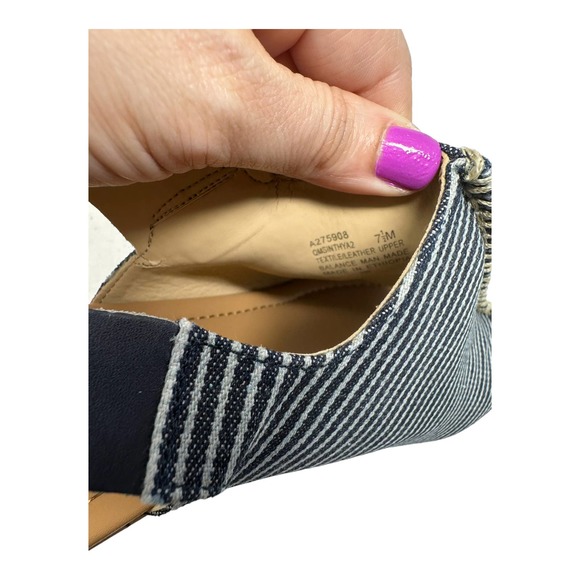 Marc Fisher Sinthya Blue Stripe Denim Cork Wedge Slingback Sandals 7.5 - Picture 5 of 11